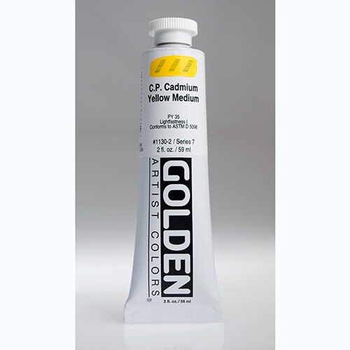 Golden, Heavy Body, Acrylic, Paint, 2oz, Cadmium Yellow Medium